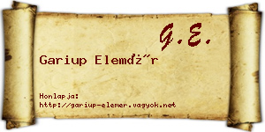 Gariup Elemér névjegykártya